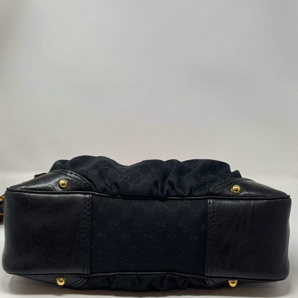 💯Gucci GG Black Canvas Large Jockey Hobo Bag - Picture 6 of 10